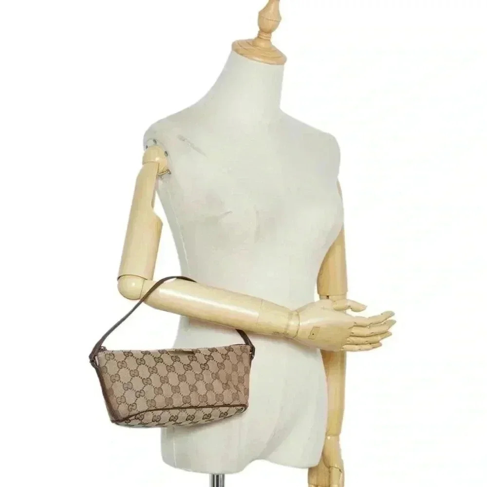 Gucci GG monogram boat pochette top handle neutral s canvas shoulder/ handbag - Picture 10 of 11